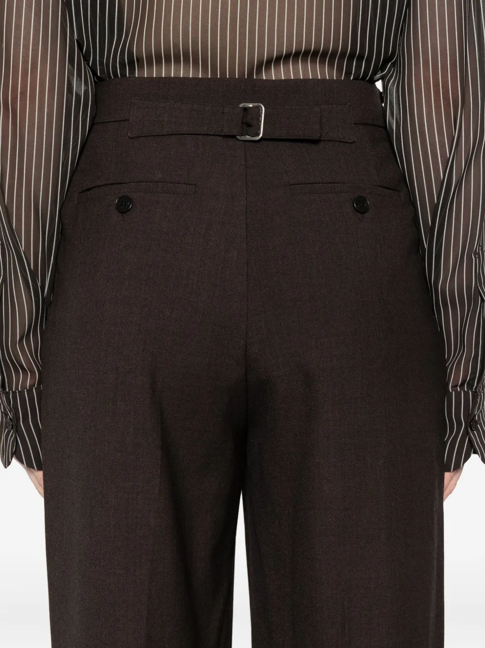 Low Classic Pleated-front Trousers In Brown