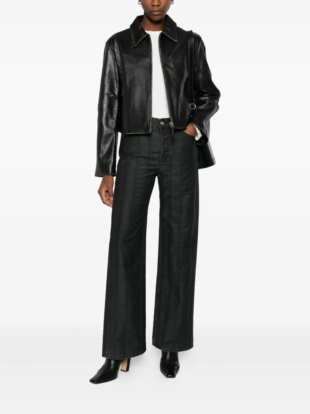 Low Classic zip-front cropped leather jacket | Leather Jackets | Image 2