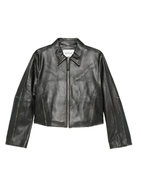 Low Classic zip-front cropped leather jacket