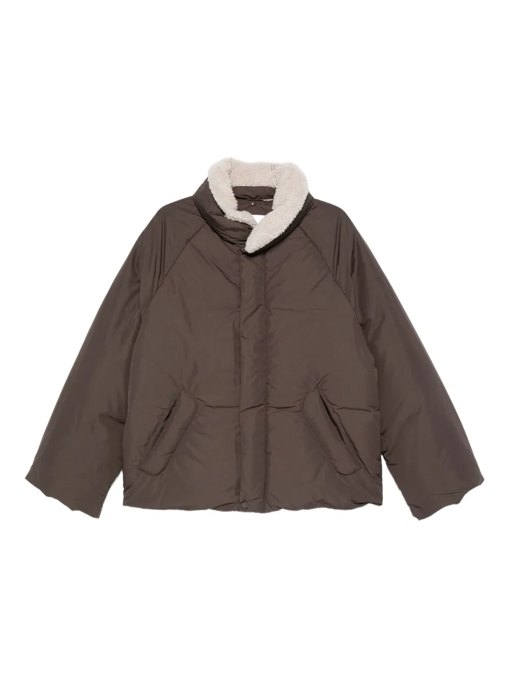 Low Classic Fleece-collar Puffer Jacket In Brown