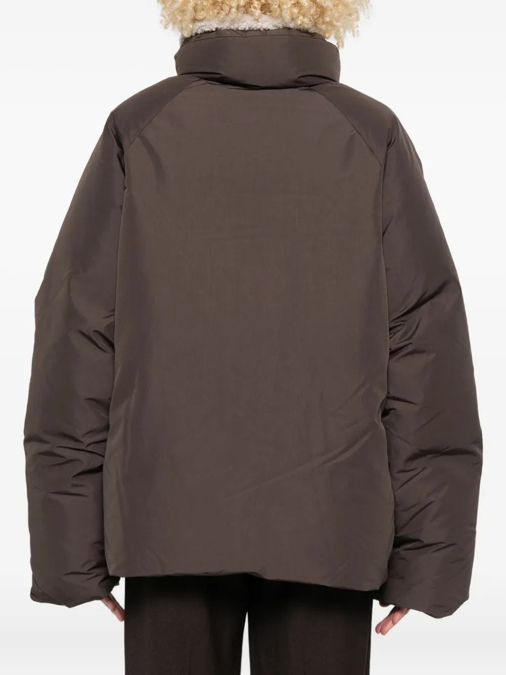 Low Classic Fleece-collar Puffer Jacket In Brown