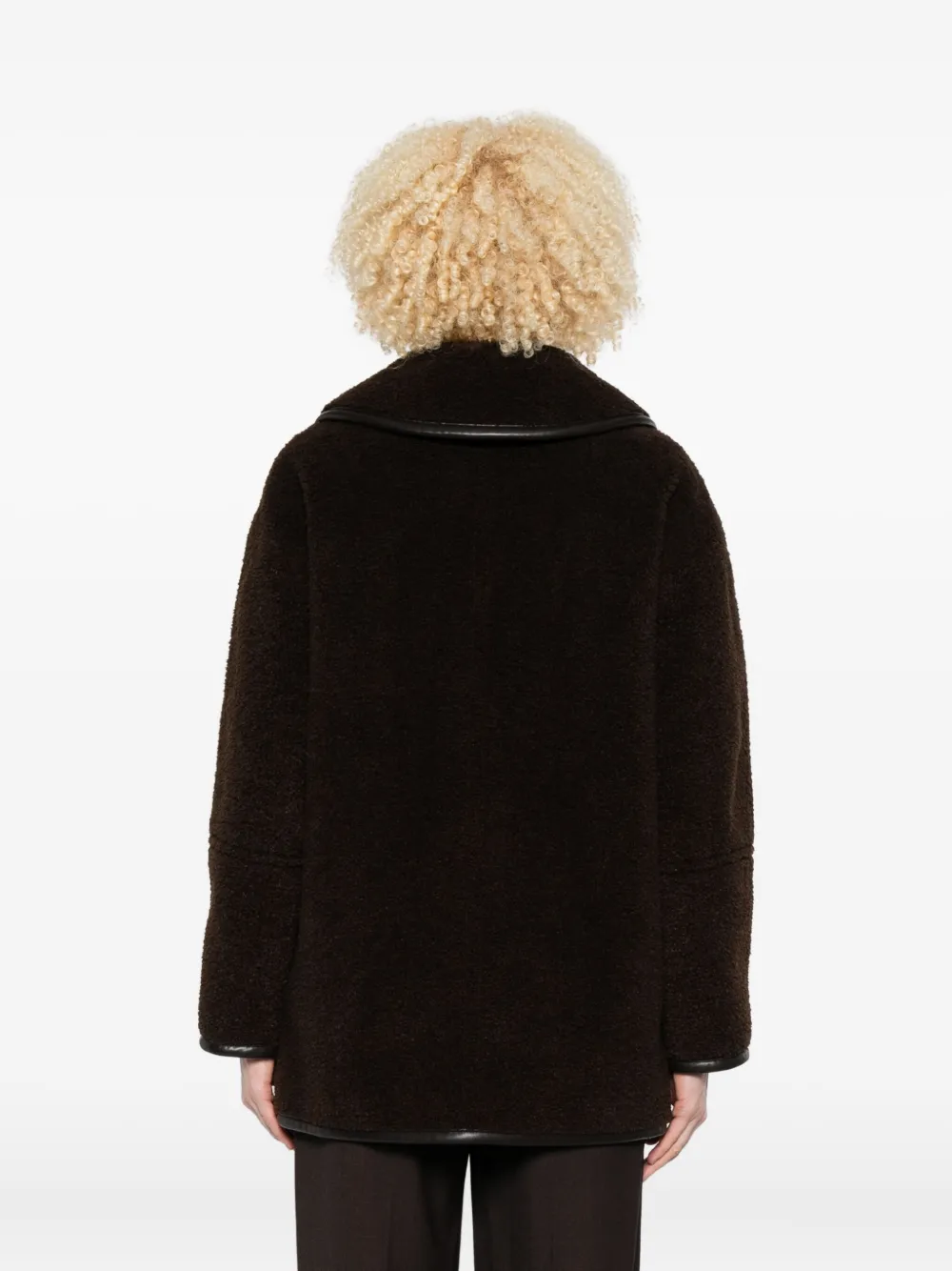 Low Classic Reversible Button-detailed Teddy Jacket In Brown