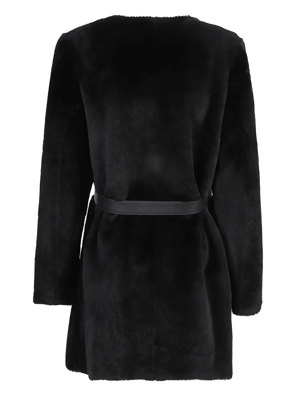 Desa 1972 belted leather coat - Zwart