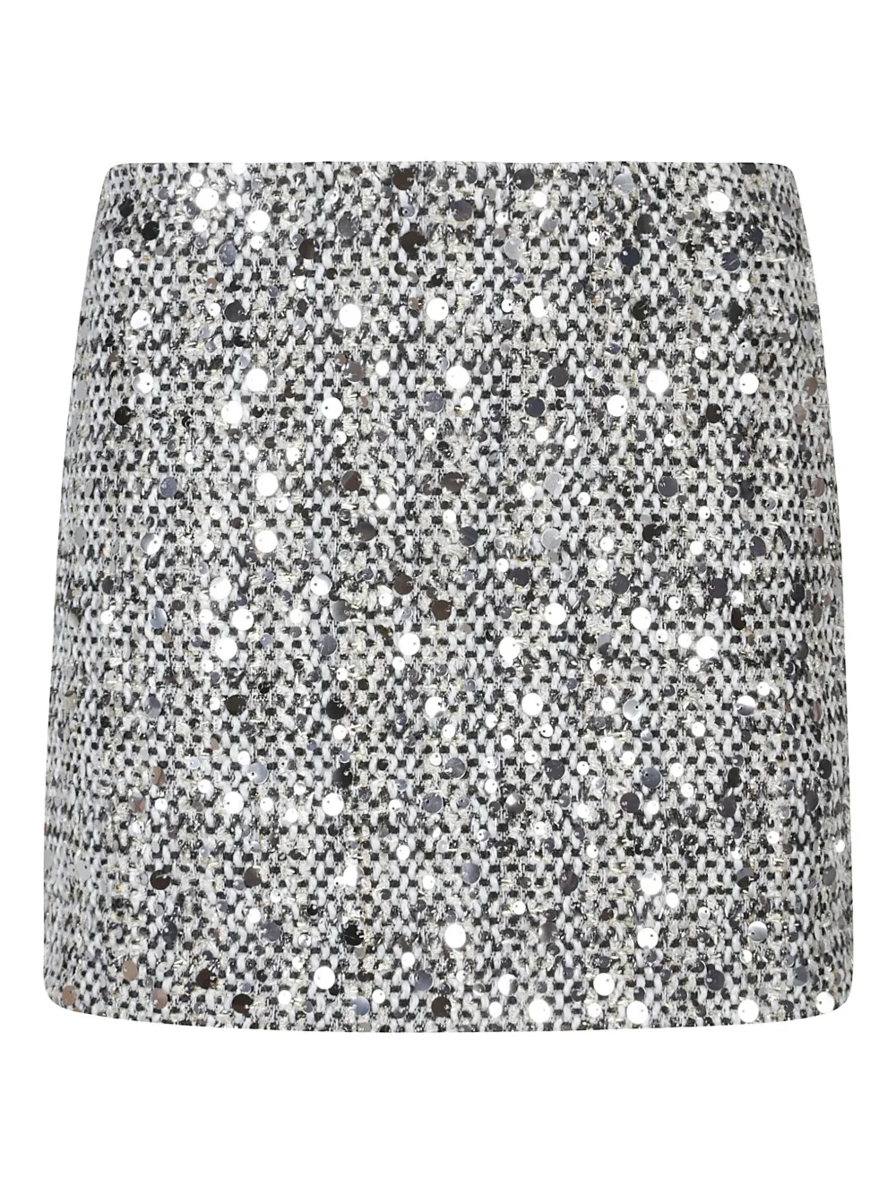Ermanno Firenze Sequin-embellished Tweed Mini Skirt In Silver