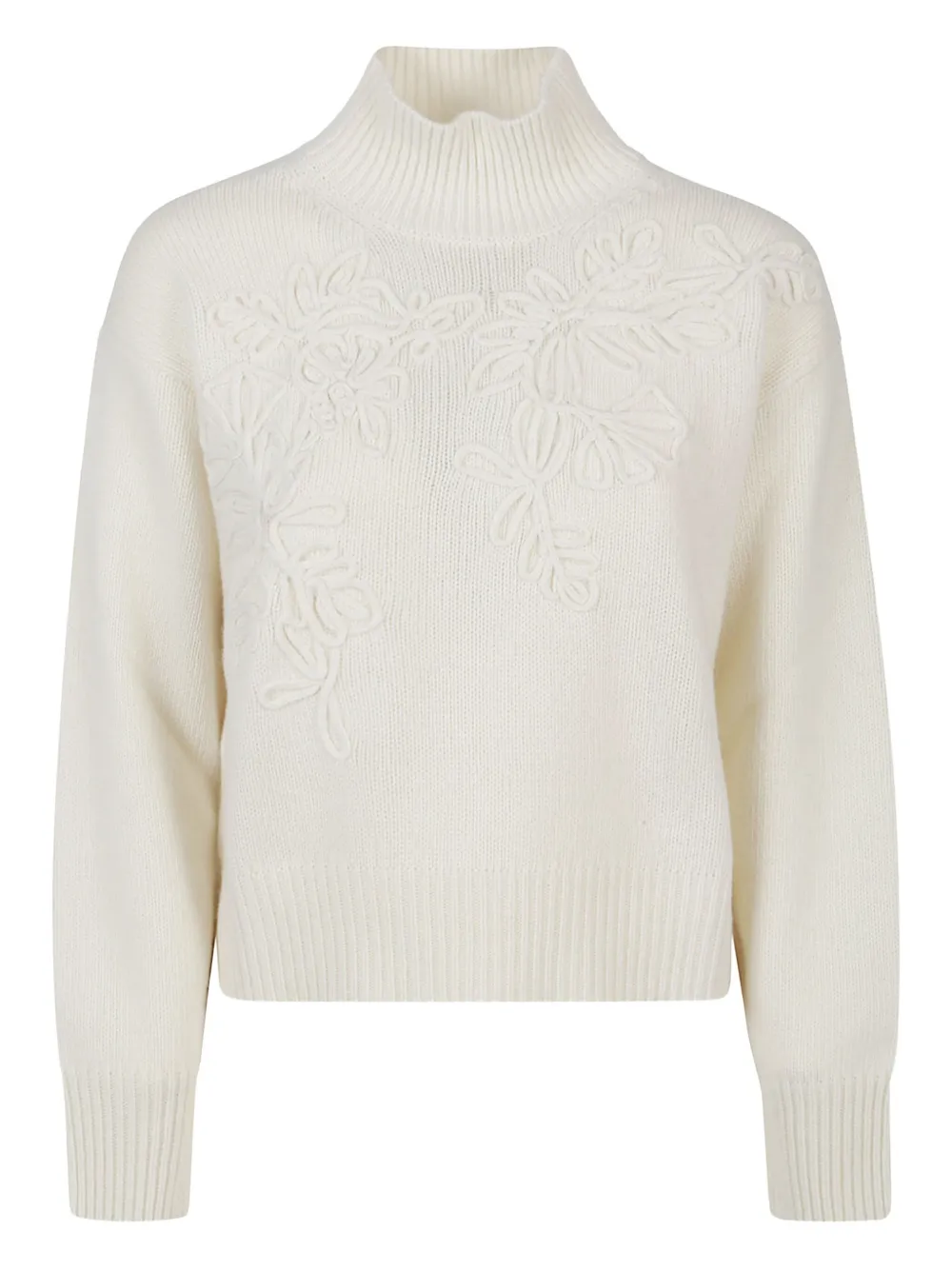 ERMANNO FIRENZE  floral-embroidered high-neck sweater | Neutrals | Image 1