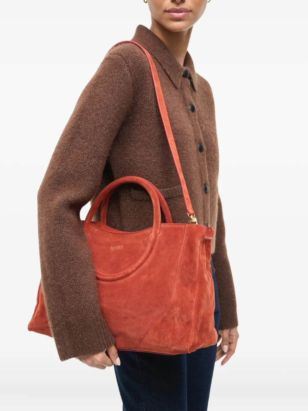 STAUD Maude suede tote bag - Oranje