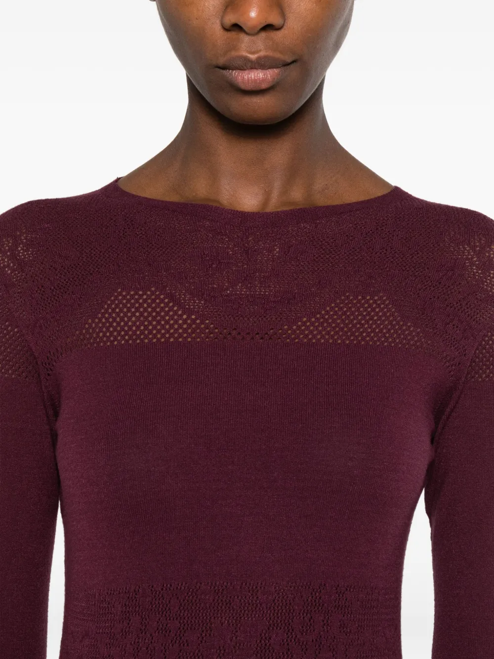Twinset Lace-insert Long-sleeve Dress In Red