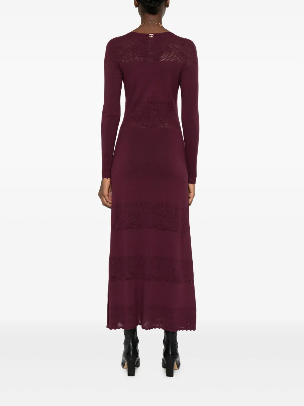 Twinset Lace-insert Long-sleeve Dress In Red