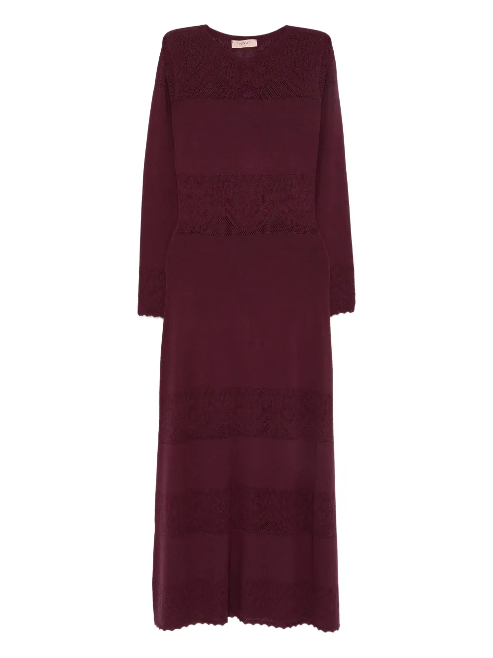 TWINSET lace-insert long-sleeve dress | Red | Image 1