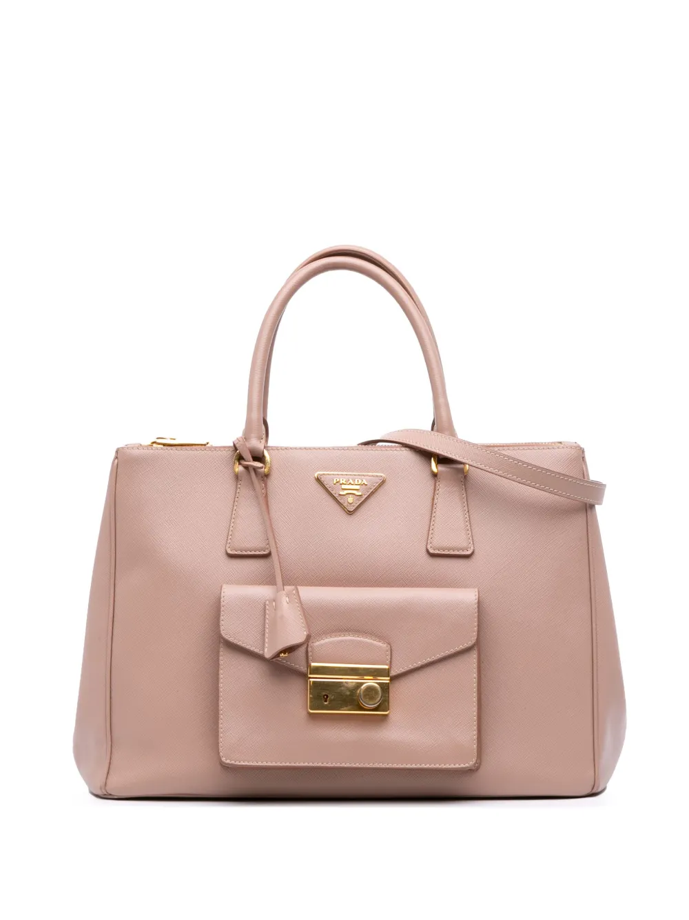 Prada Pre-Owned 2000-2025 Saffiano Lux Galleria Double Zip Front Pocket satchel | Pink | Image 1