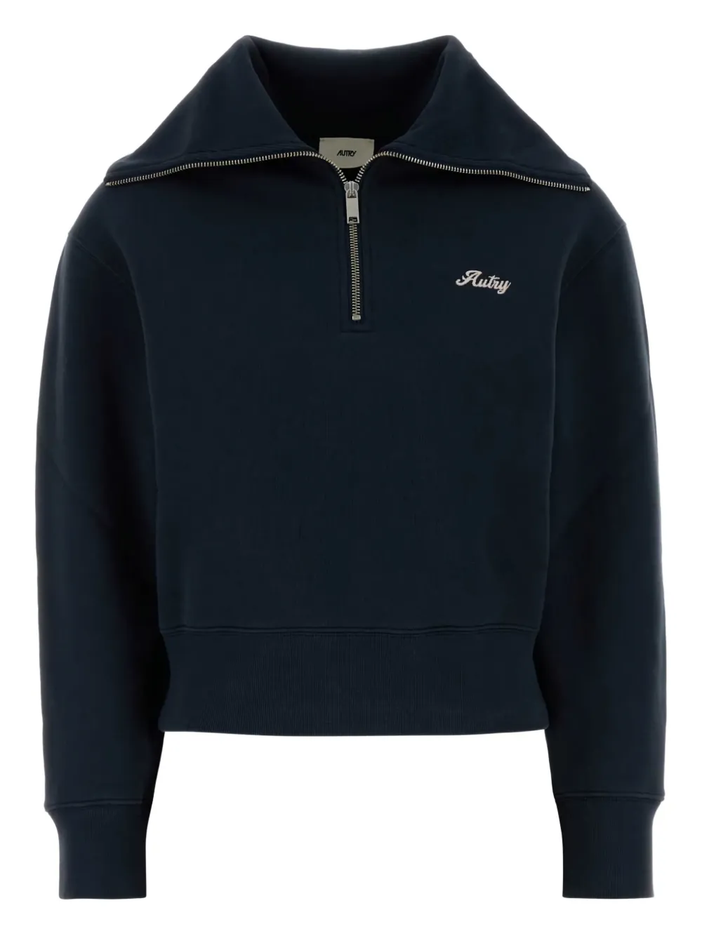 Autry Cotton Sweatshirt With High Collar And Ribbed Cuffs In Blue