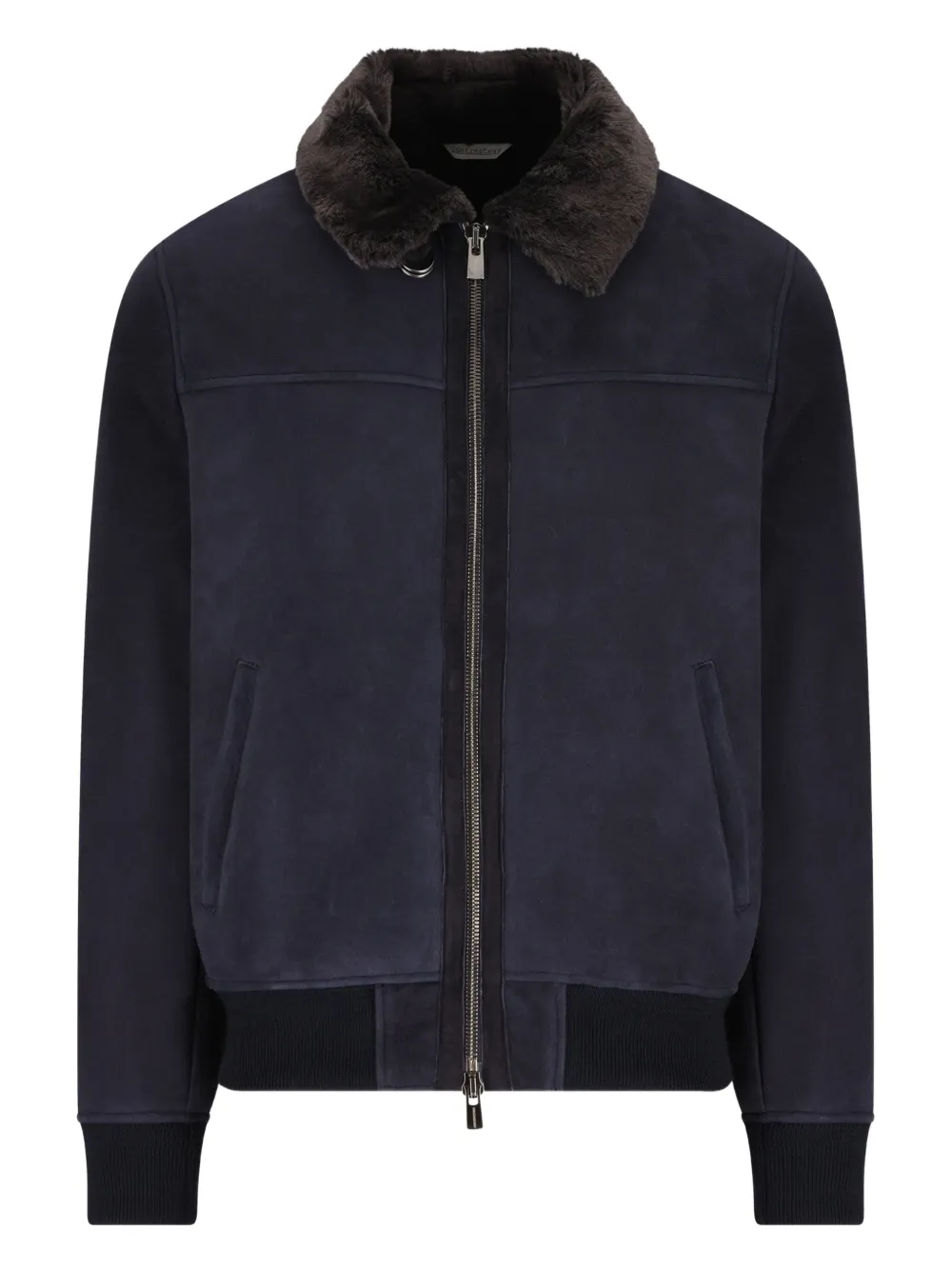 CONTRASTWAY fur-collar suede jacket | Blue | Image 1