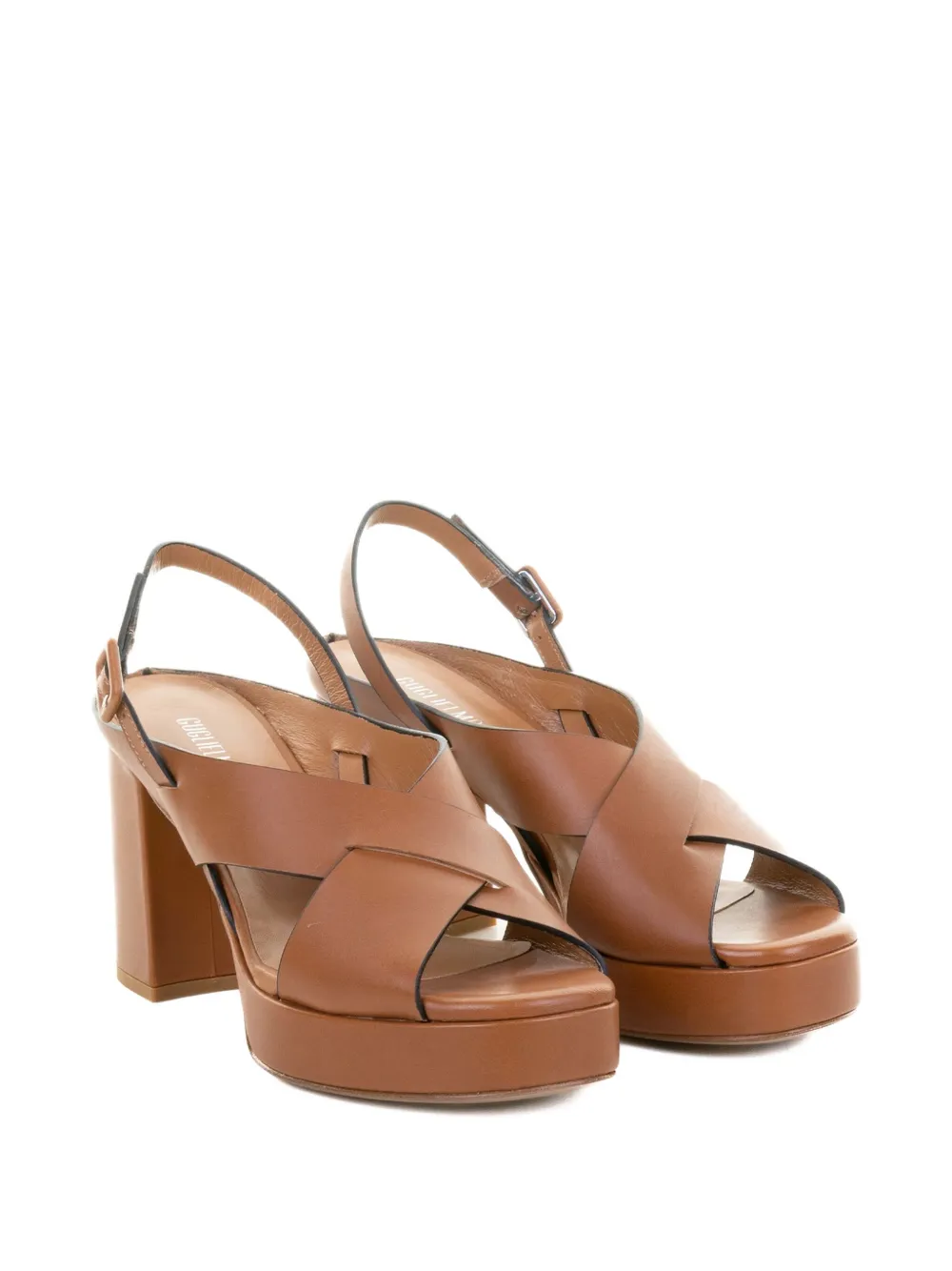 GUGLIELMO ROTTA Leren sandalen met plateauzool Bruin