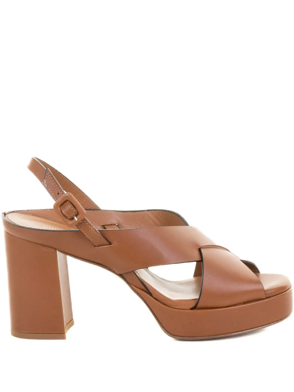 GUGLIELMO ROTTA Leren sandalen met plateauzool Bruin
