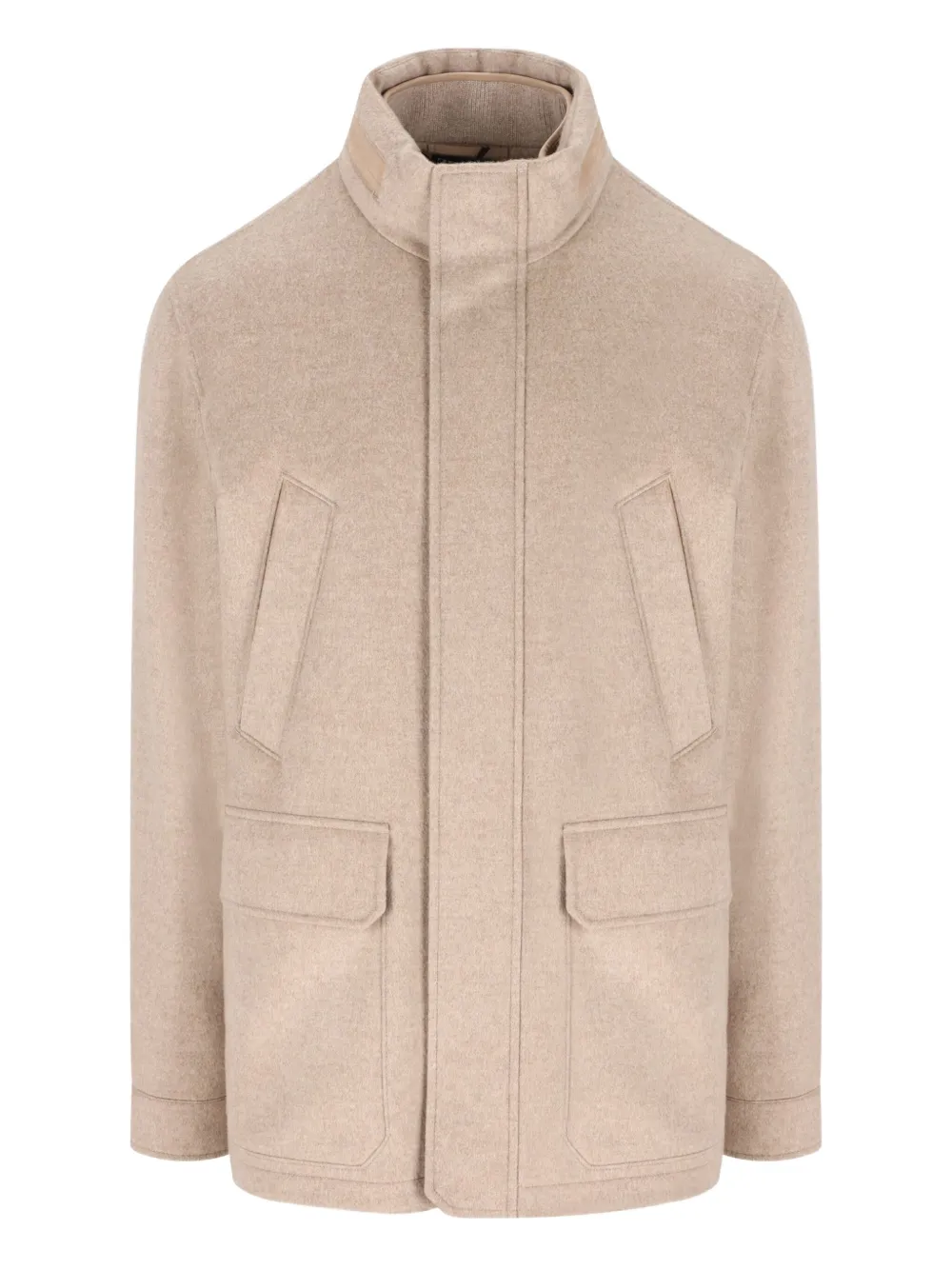 Zegna cashmere high-neck jacket | Neutrals | Image 1