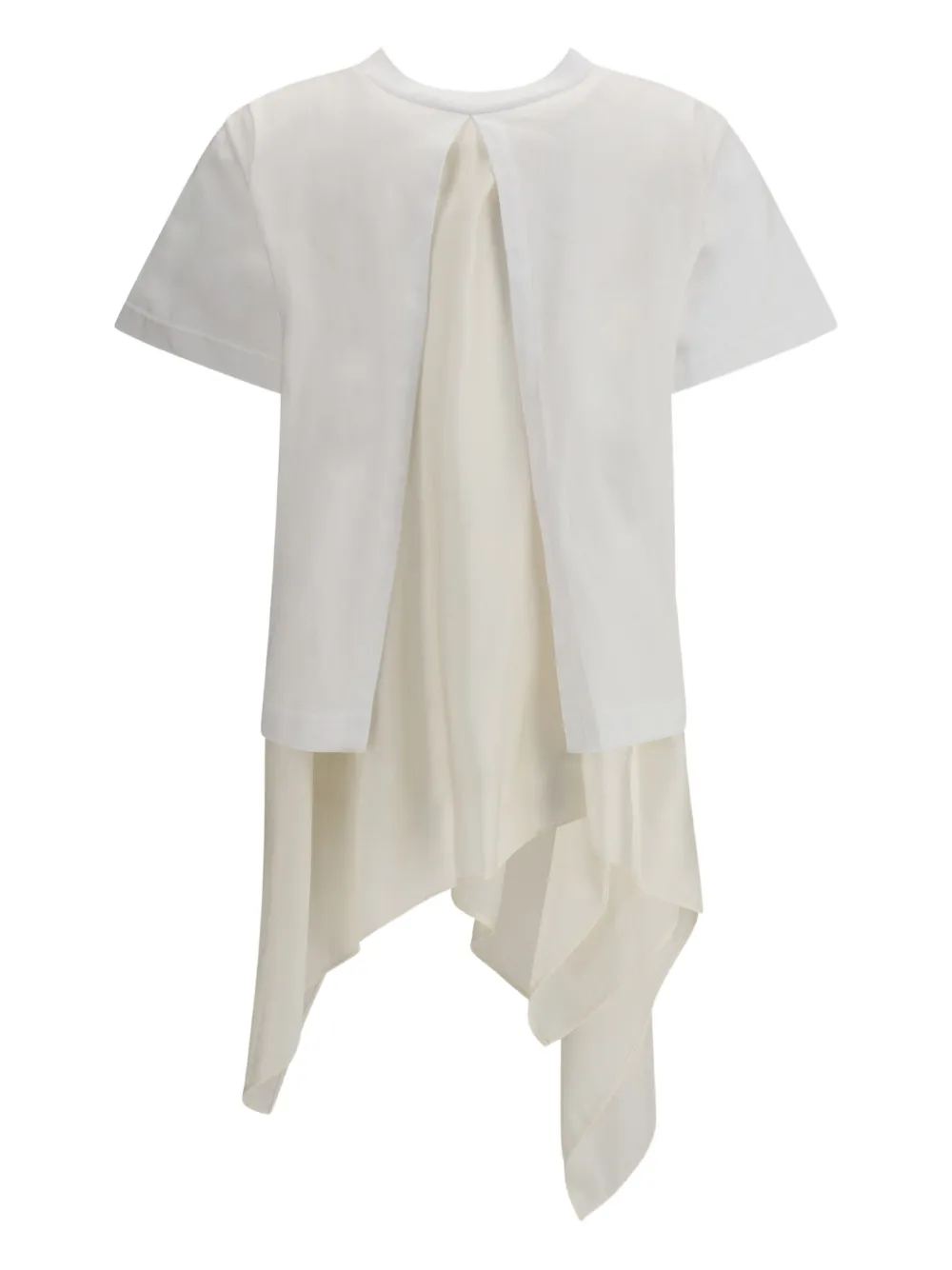 Sacai Jersey T-shirt With Polyester Detail In White