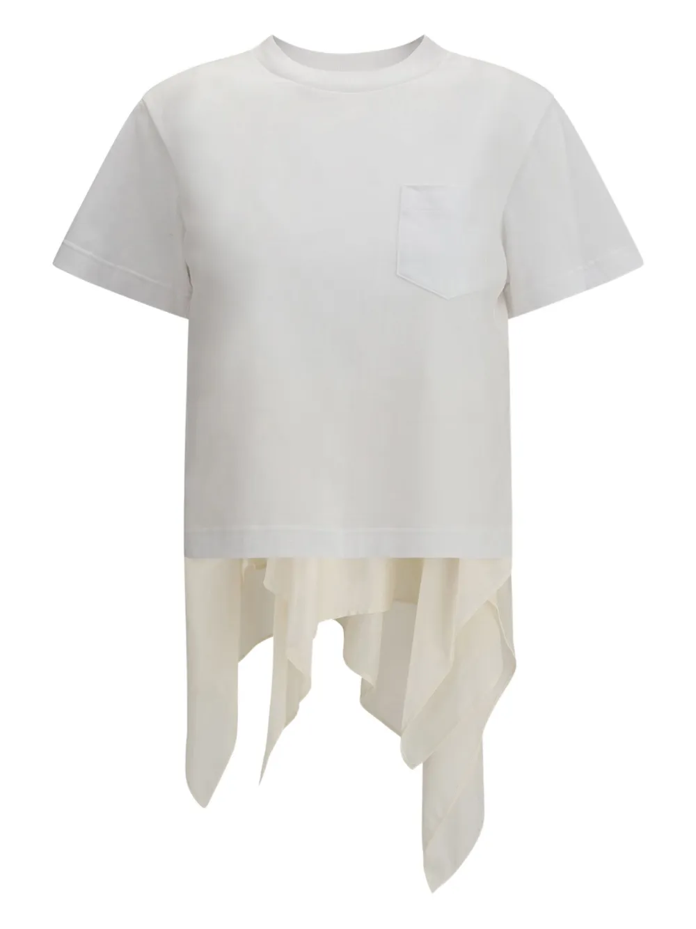 Sacai Jersey T-shirt With Polyester Detail In White