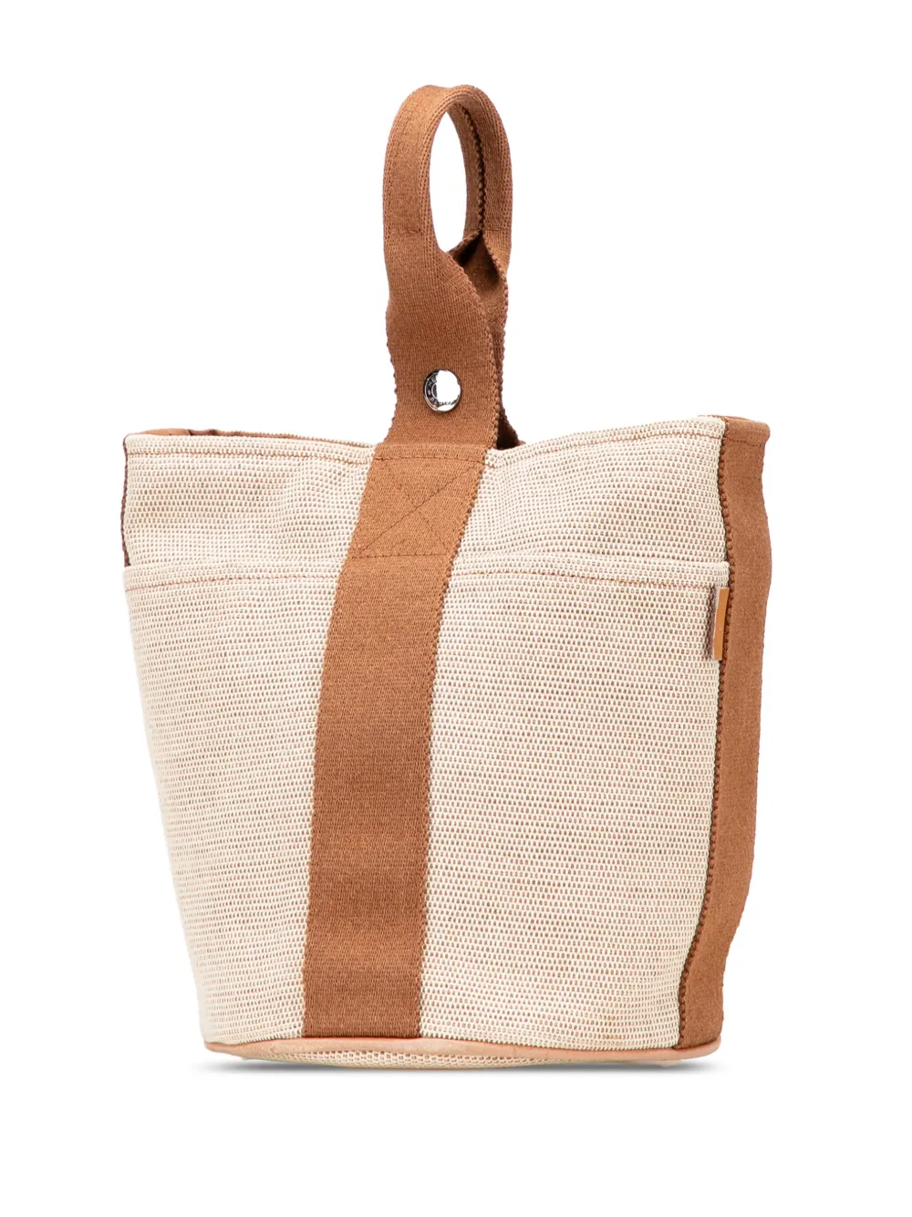 Pre-owned Hermes 1990-2015 Toile Saxo Pm Bucket Bag In Brown
