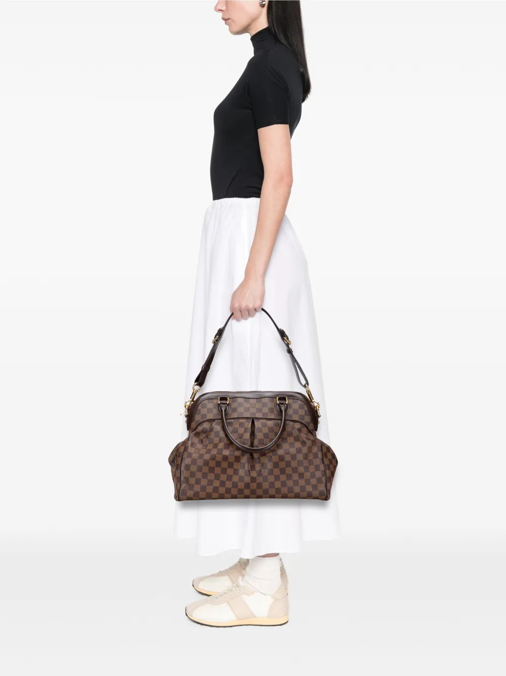 Pre-owned Louis Vuitton 2007 Damier Ebene Trevi Gm Satchel In Brown