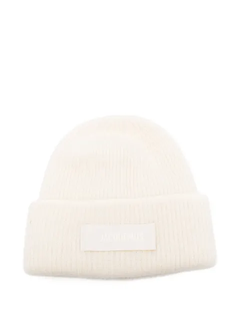 Jacquemus logo-patch ribbed beanie
