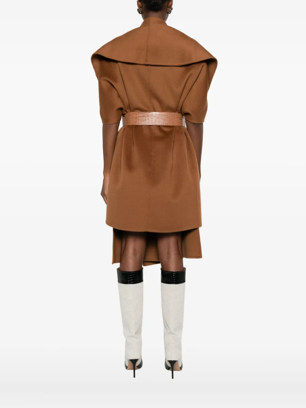 Elisabetta Franchi Wool Belted Coat In Brown