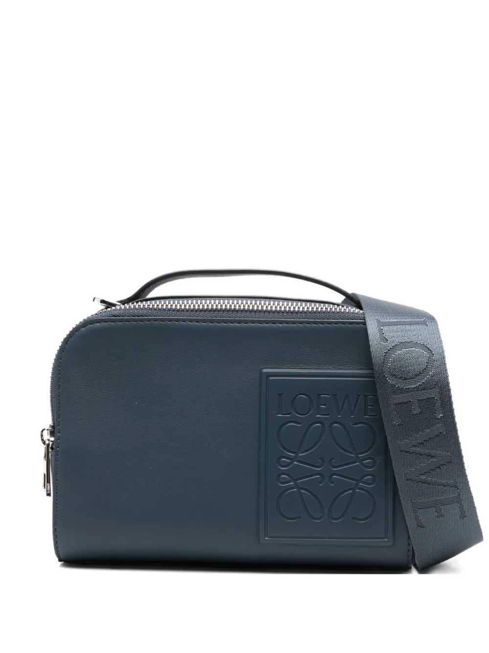 LOEWE logo-plaque zip-top messenger bag - ブルー LOEWE logo-plaque zip-top messenger bag - ブルー