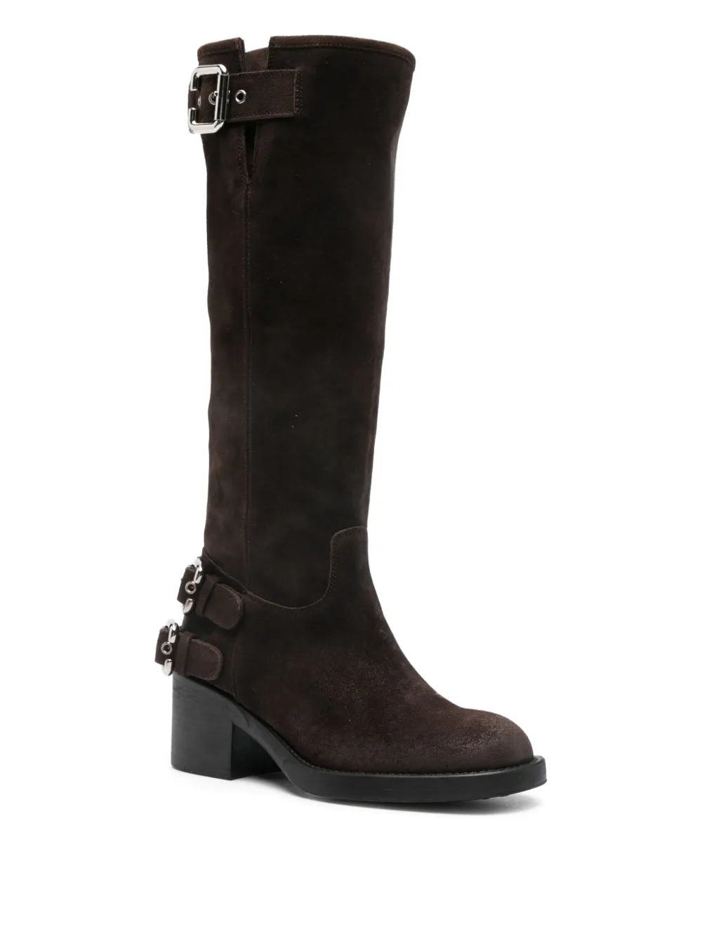 Chloé buckle-detailing leather knee-high boots Bruin