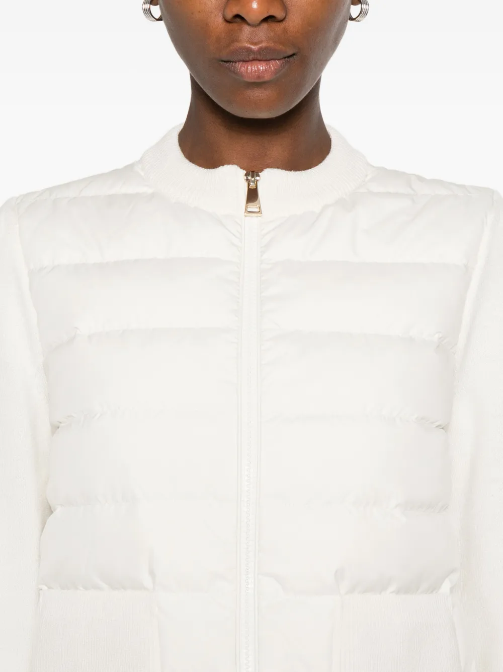 Moncler Quilted Long Sleeve Jacket Pockets In White