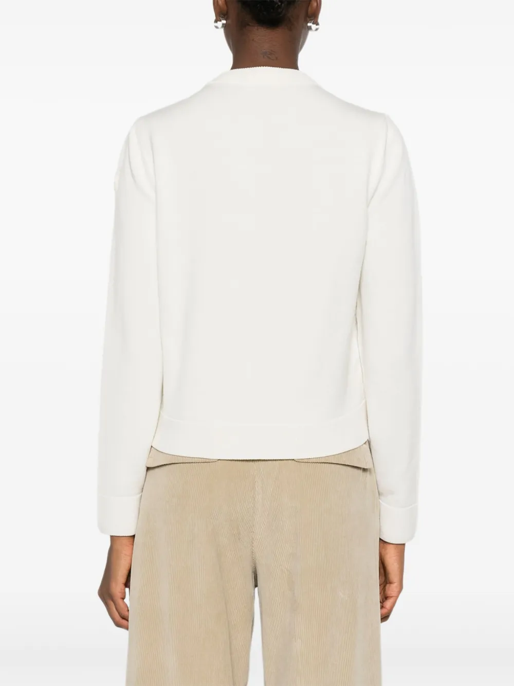 Moncler Quilted Long Sleeve Jacket Pockets In White