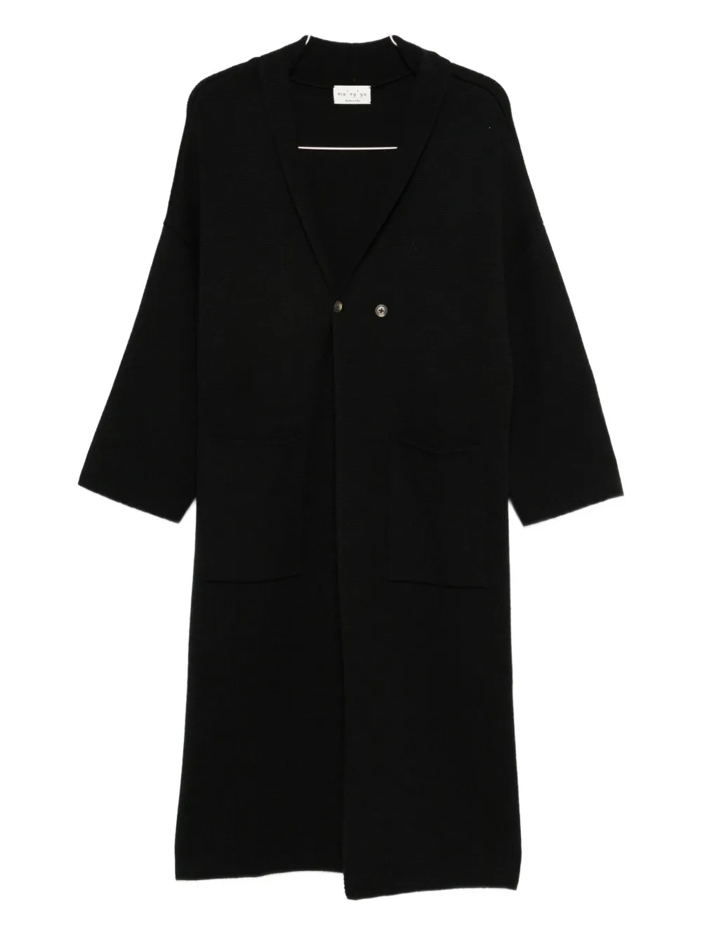 Ma'ry'ya Front-pocket Buttoned Cardi-coat In Black