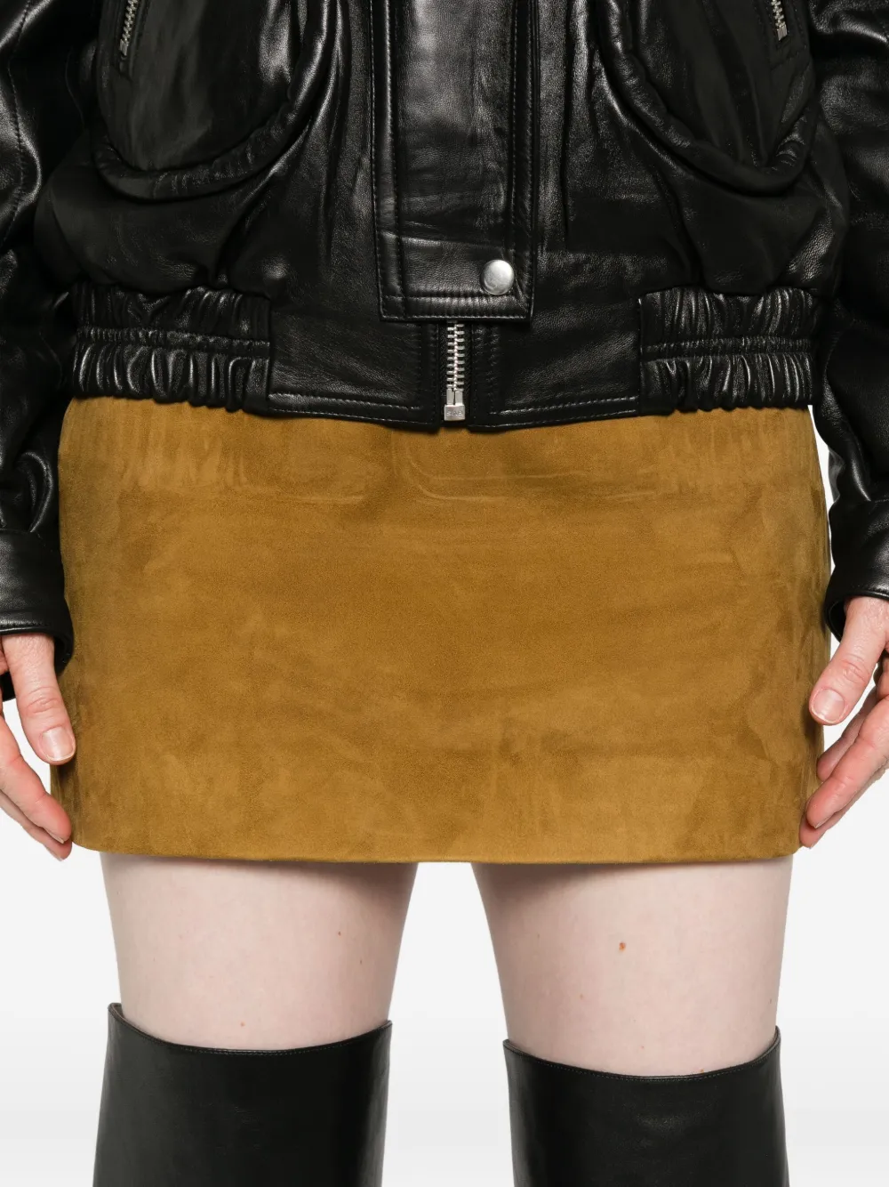 Khaite Jett Suede Mini Skirt In Brown
