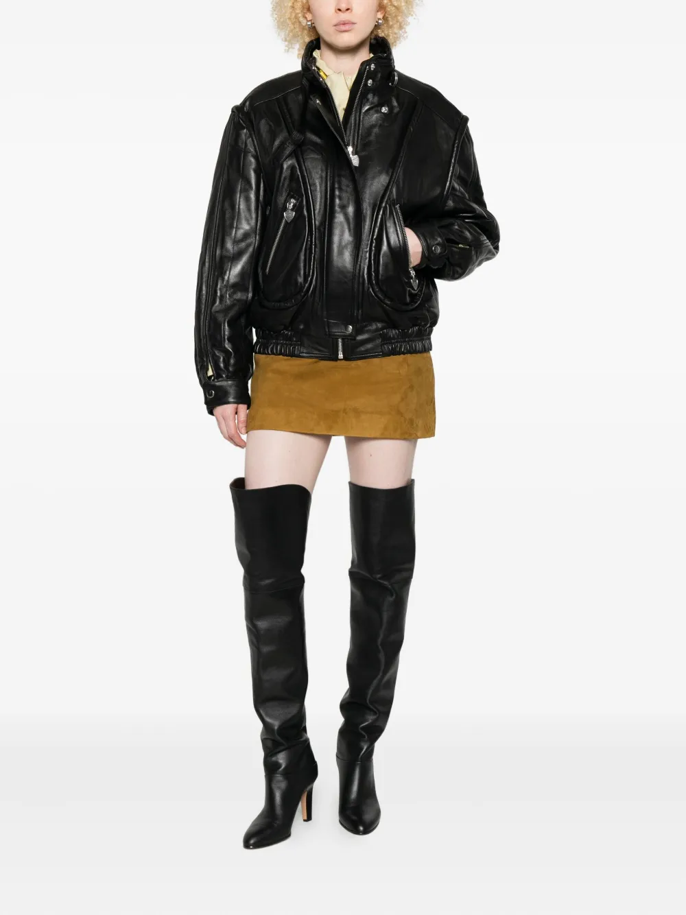 KHAITE Jett suede mini skirt - Bruin