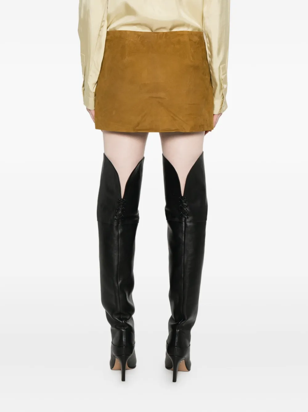 Khaite Jett Suede Mini Skirt In Brown
