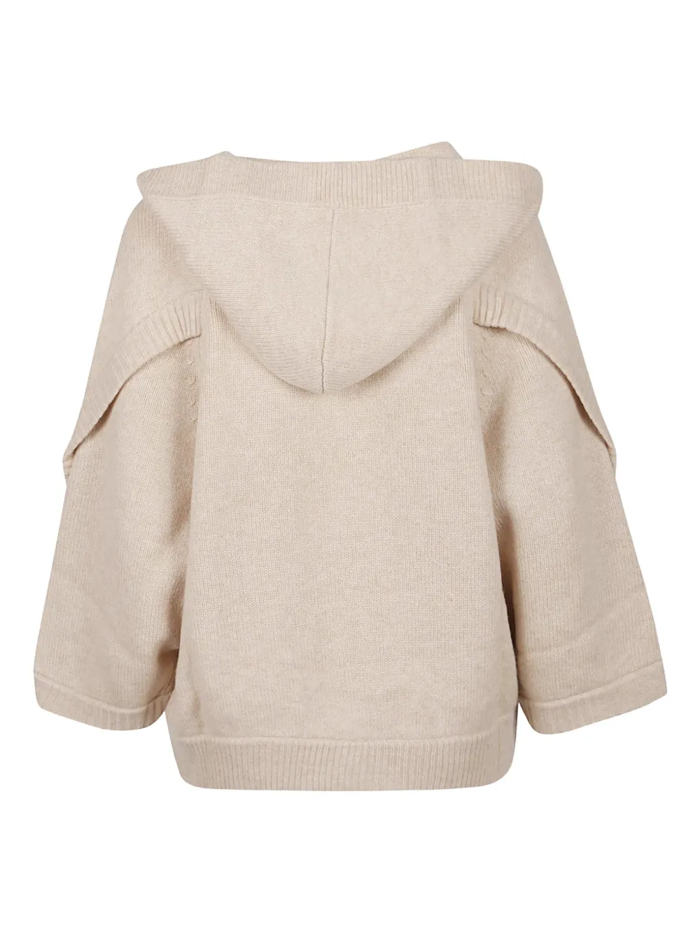 Max Mara Button-cuff Hooded Cardigan In Neutral