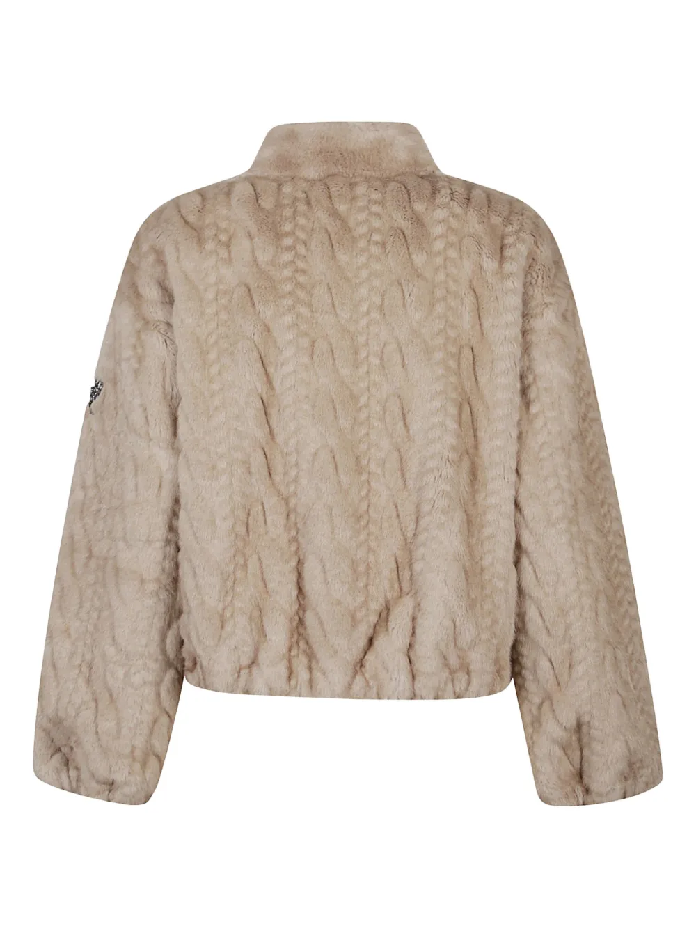 Ermanno Firenze Cable-knit Faux-fur Jacket In Brown