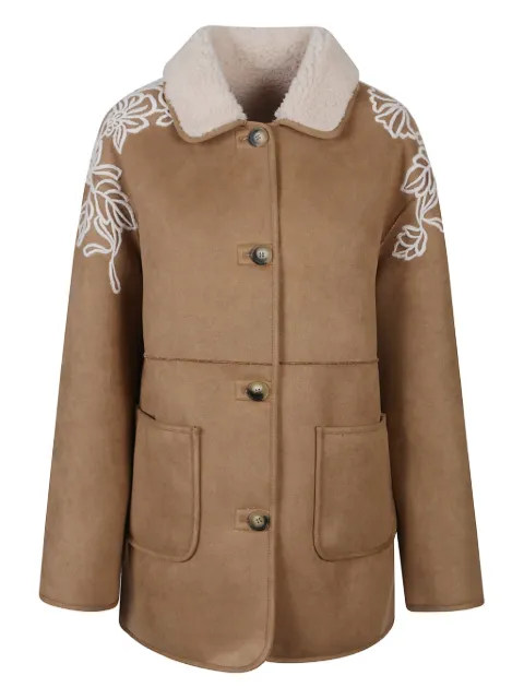 ERMANNO FIRENZE  floral-embroidered suede jacket