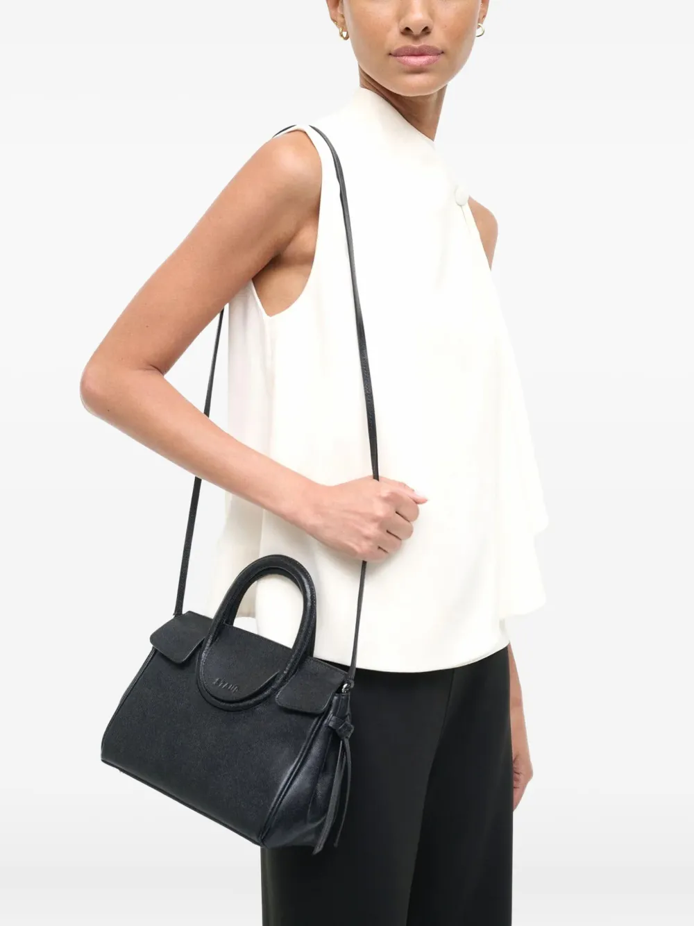 Staud Mini Maude Leather Tote Bag In Black