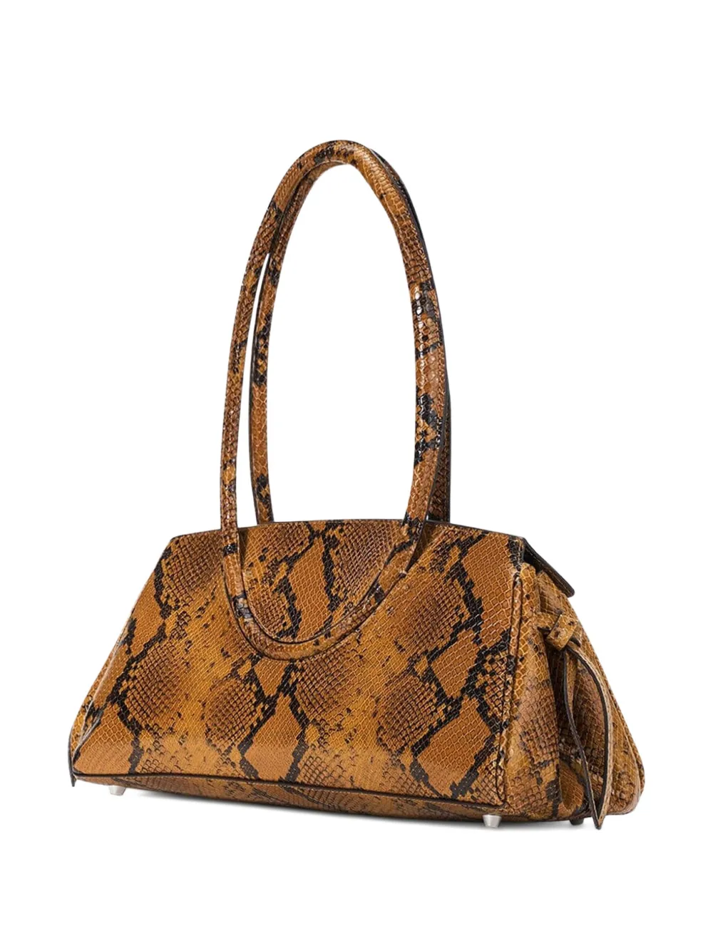Staud Maude Snake-print Shoulder Bag In Orange