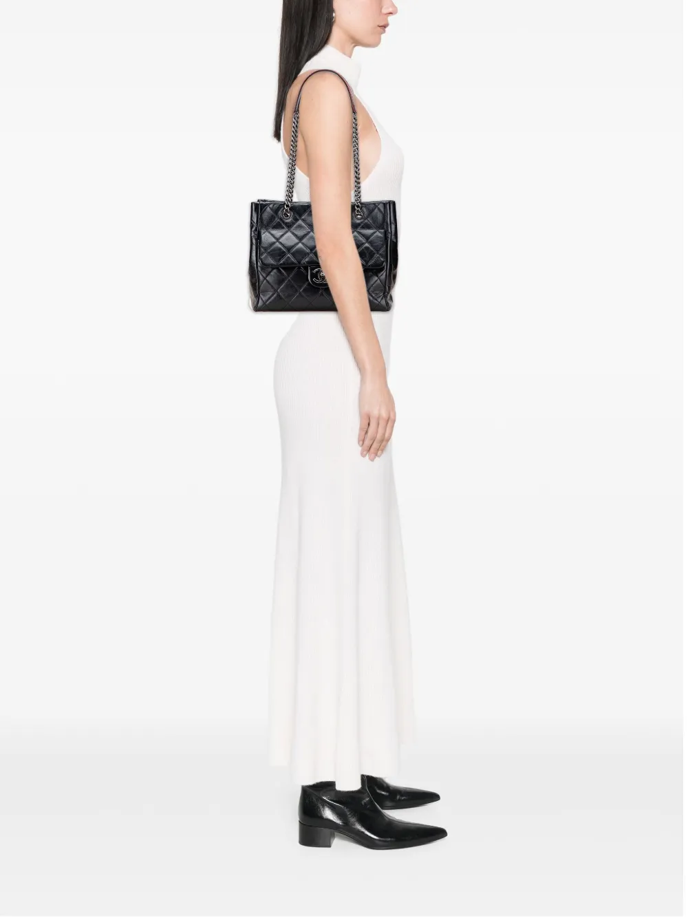 CHANEL Pre-Owned 2014 Small Quilted Glazed Calfskin Duo Color tote bag | Pre-Owned | Image 2