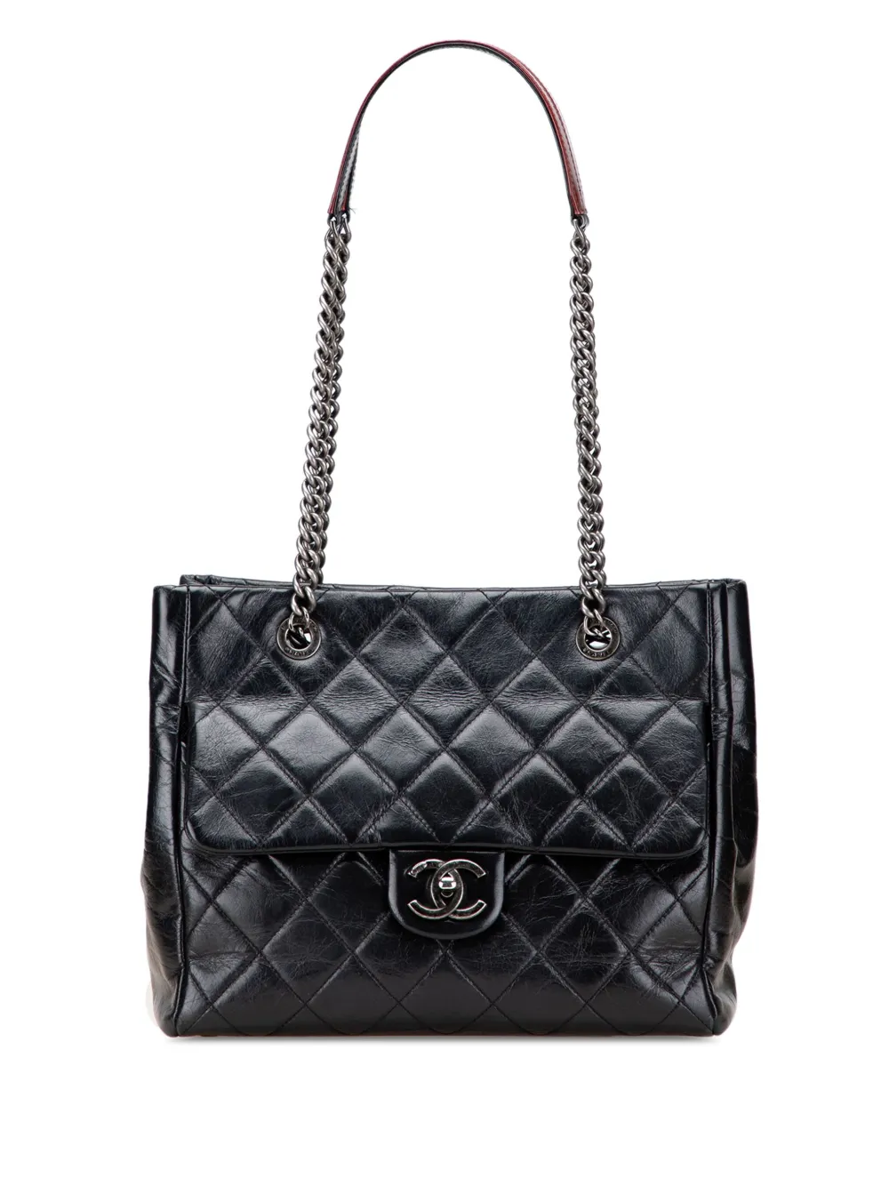 CHANEL Pre-Owned 2014 スモール マトラッセ グレーズカーフ デュオ カラー ハンドバッグ - ブラック CHANEL Pre-Owned 2014 スモール マトラッセ グレーズカーフ デュオ カラー ハンドバッグ - ブラック