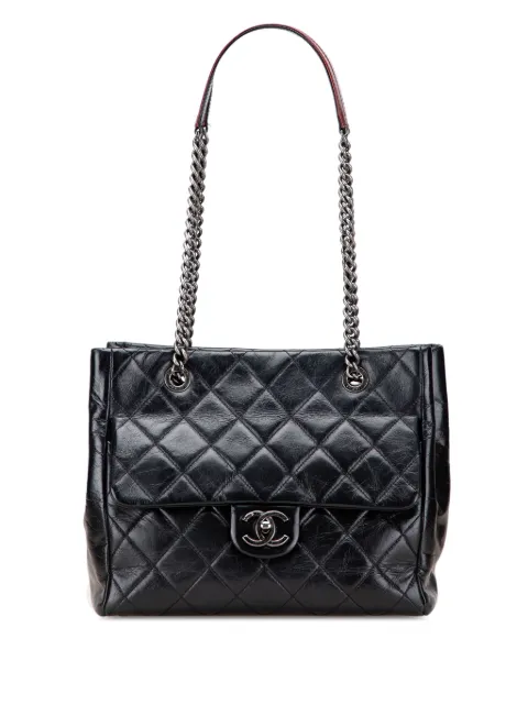 CHANEL Pre-Owned tote Duo pequeña de piel de becerro glaseada y capitonada 2014