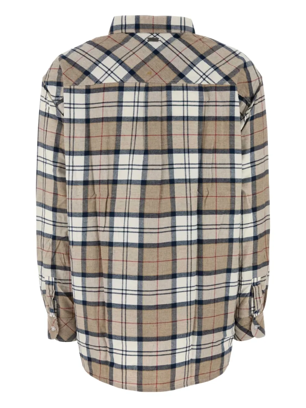 Barbour Embroidered Flannel Shirt With Long Cuffed Sleeves In Brown