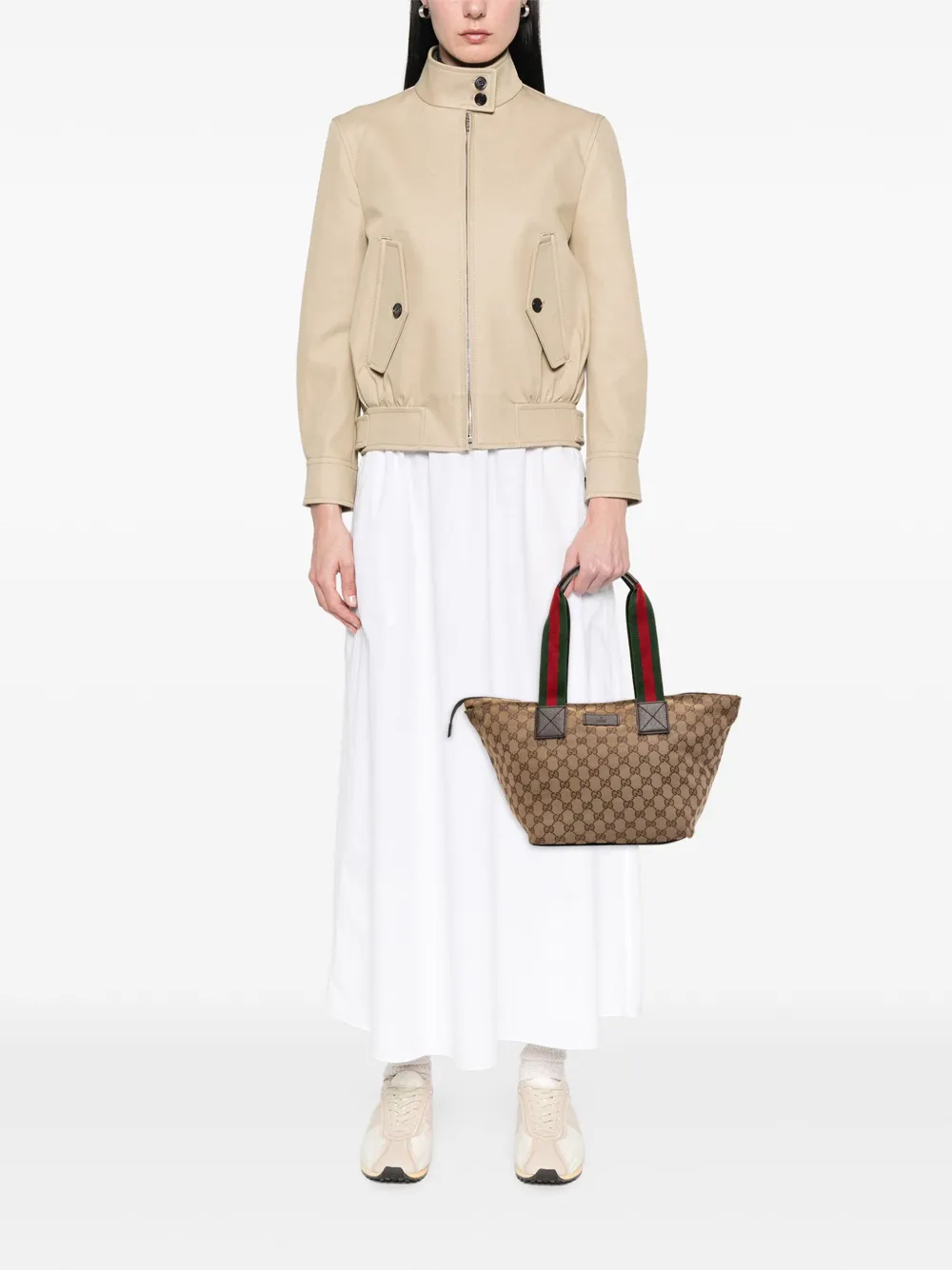 Pre-owned Gucci 2016-2025 Gg Canvas Web Tote Bag In Brown