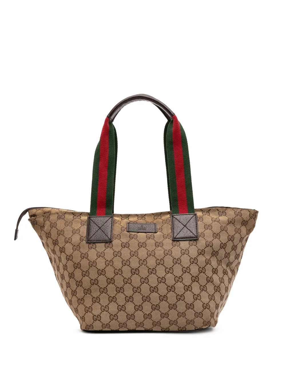 Pre-owned Gucci 2016-2025 Gg Canvas Web Tote Bag In Brown