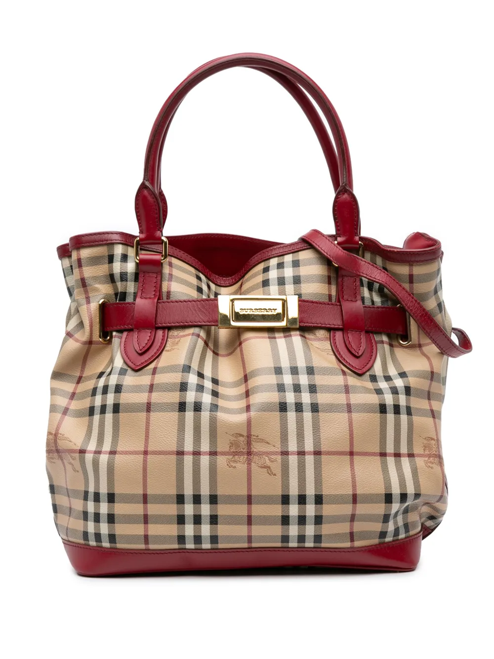 Burberry Pre-Owned 2000-2017 Haymarket Check Coated Canvas Golderton satchel | Brown | Image 1