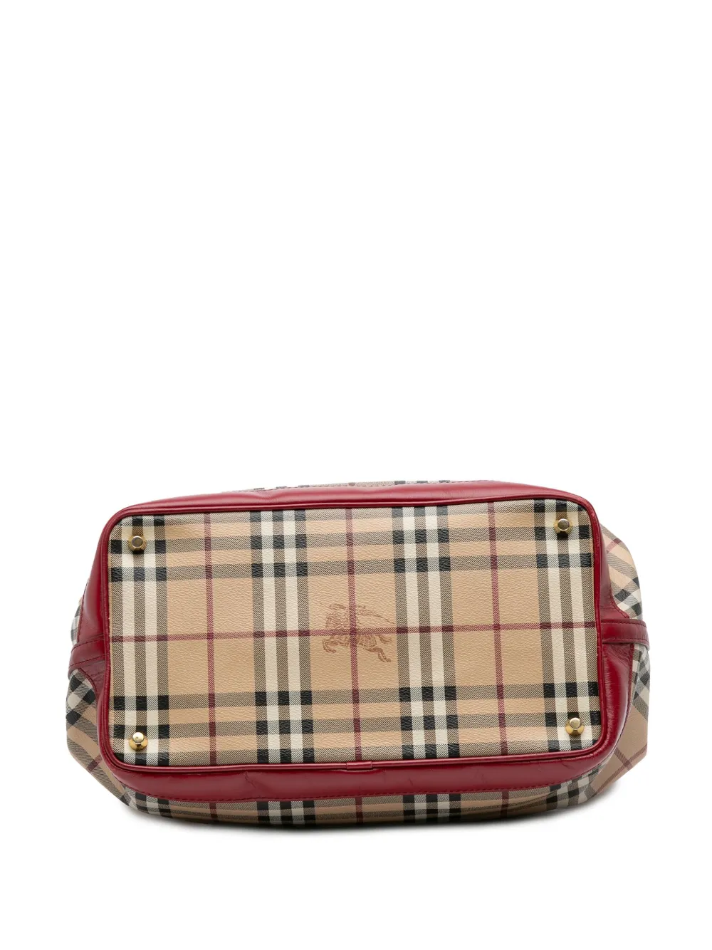 Pre-owned Burberry 2000-2017 Haymarket Check Coated Canvas Golderton Satchel In Brown