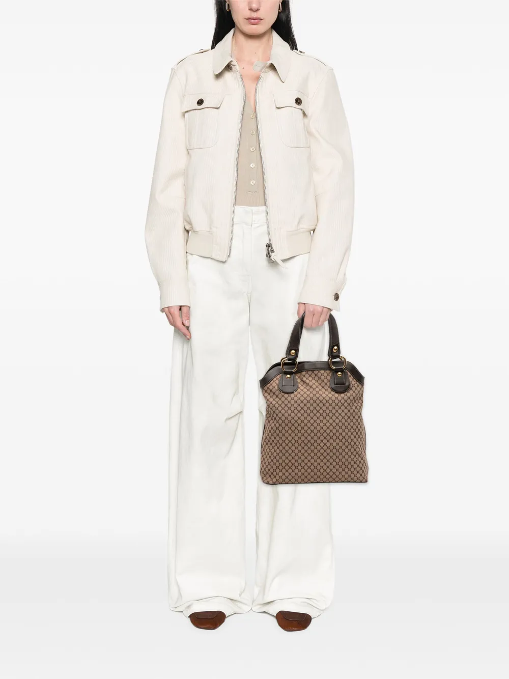Pre-owned Celine 2000 Macadam Canvas Tote Bag In Brown