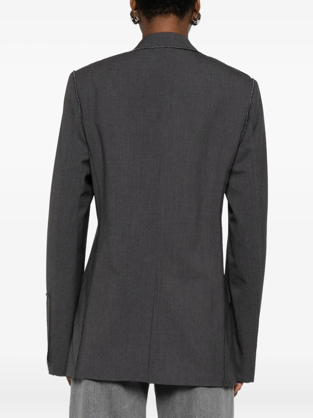 Federico Cina Raw Cut Double-breasted Jacket Clothing In Gray