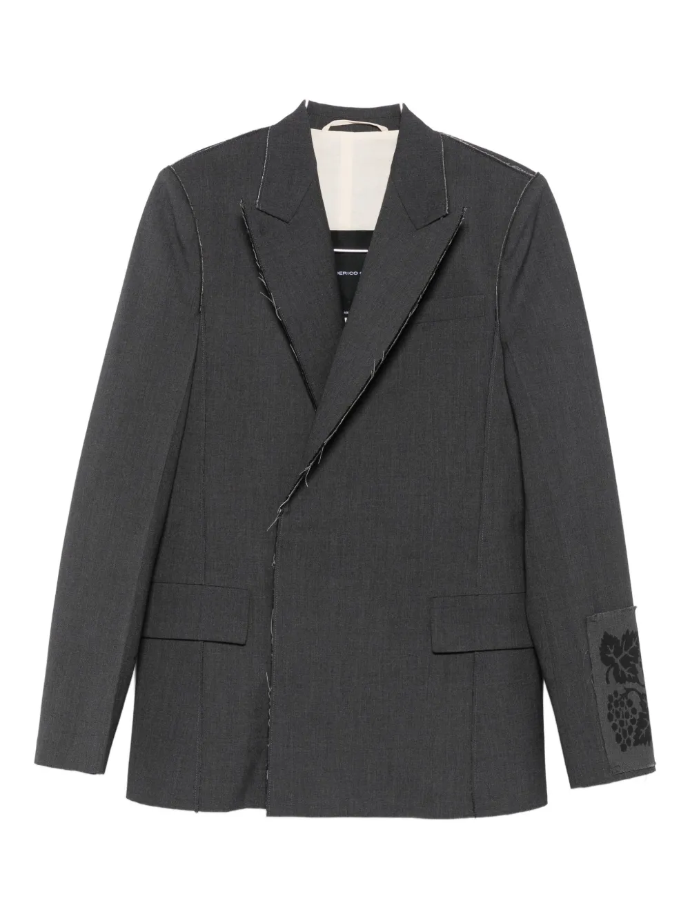 Federico Cina Raw Cut Double-breasted Jacket Clothing In Gray