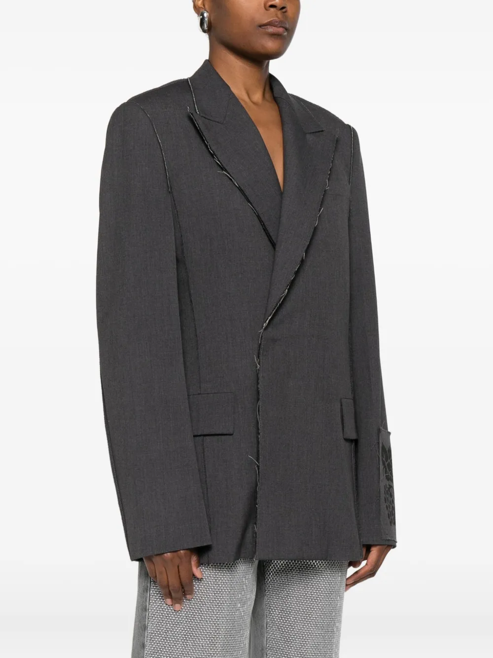 Federico Cina Raw Cut Double-breasted Jacket Clothing In Gray